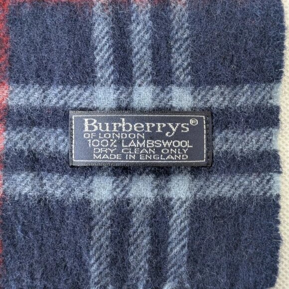 Burberrys Unisex Check Lambswool Scarf Navy– Pre-Loved – Soft Warm Designer Wrap - Picture 2 of 8